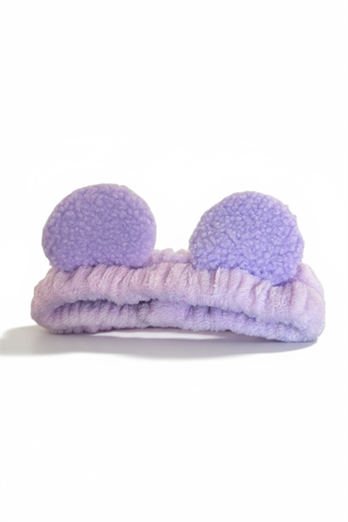 Lila Renk Kulak Detaylı Peluş Saç Bandı