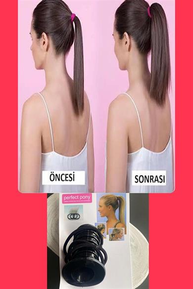 Siyah Renk Cool Hair At Kuyruğu Saç Modeli Dik Tutma Aparatı