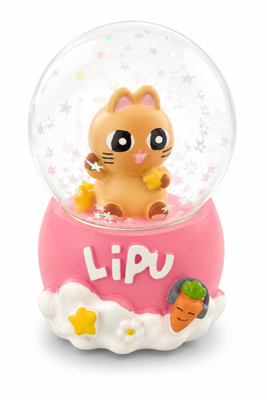 Pembe Renk Kedi Figürlü Işıklı Mini Küre