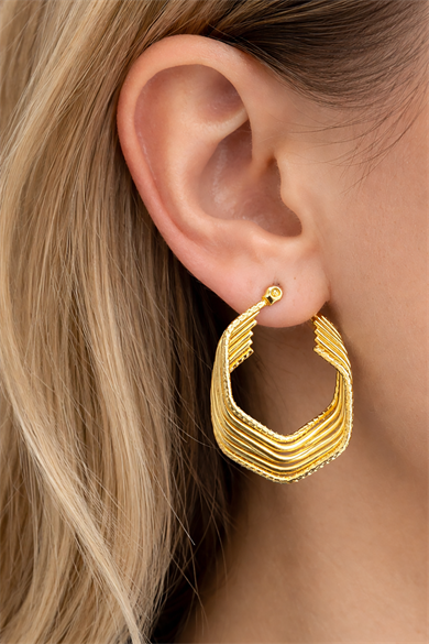 Altın Renk Çelik Halka Küpe (Çift)