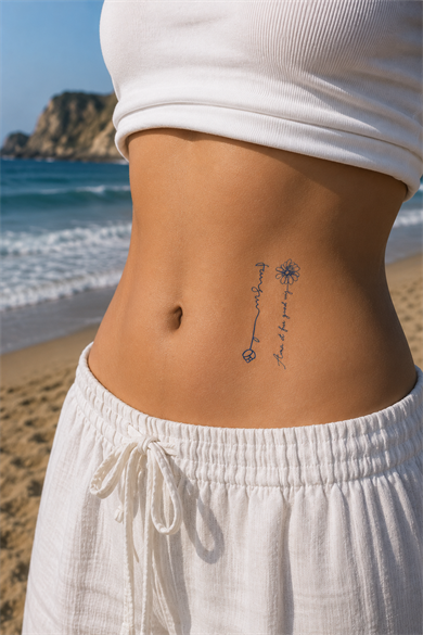Yazılı Çiçek Sonradan Kararan Yarı Kalıcı Geçici Dövme Tattoo