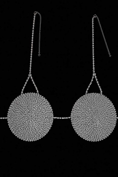 Gümüş Renk Taş Detaylı Bikini Üstü /Bralet /Vücut Aksesuarı