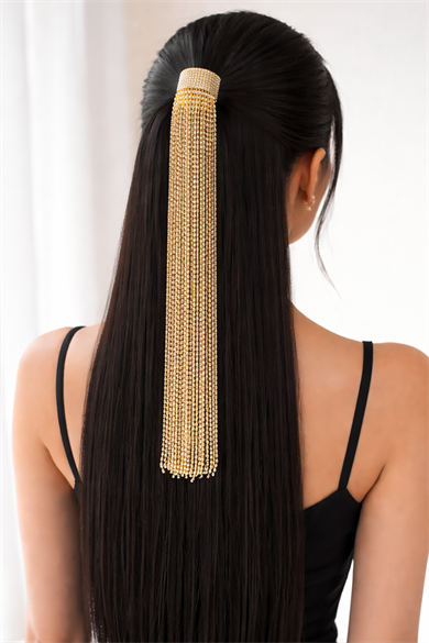 Altın Renk Taşlı Saç Aksesuarı