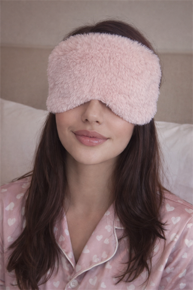 Pembe Renk Sim Detaylı Peluş Uyku Bandı