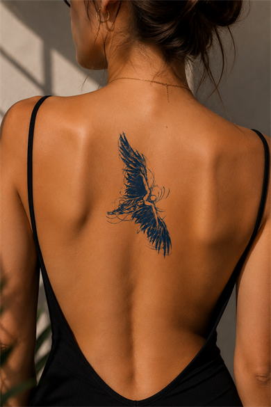Kanatlı Adam Sonradan Kararan Yarı Kalıcı Geçici Dövme Tattoo