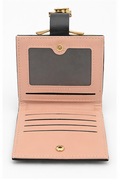 Siyah Renk 2 Bölmeli Deri Kadın Kartlık/Cüzdan