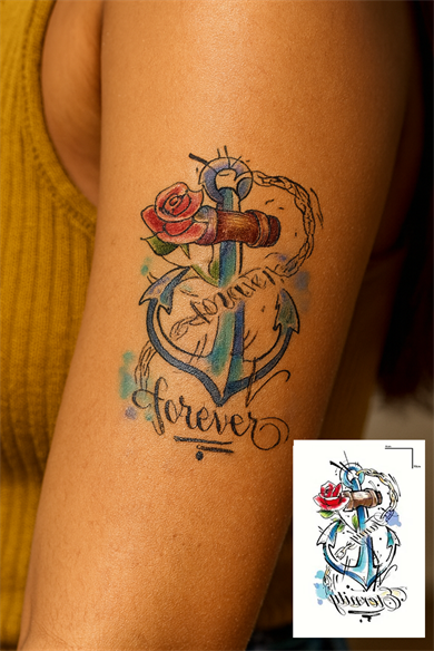 Geçici Çapa Figürlü Mini Dövme Tattoo