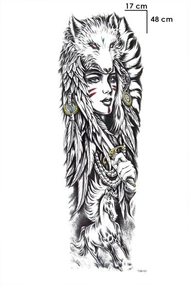 Kurt Başlıklı Kız Kol Geçici Dövme Tattoo