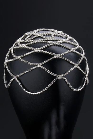 Gümüş Renk Taş Detaylı Saç Aksesuarı/Kına Aksesuarı