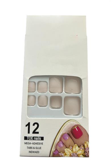 12li Krem Renk Takma Tırnak Set (Yapıştırıcılı)