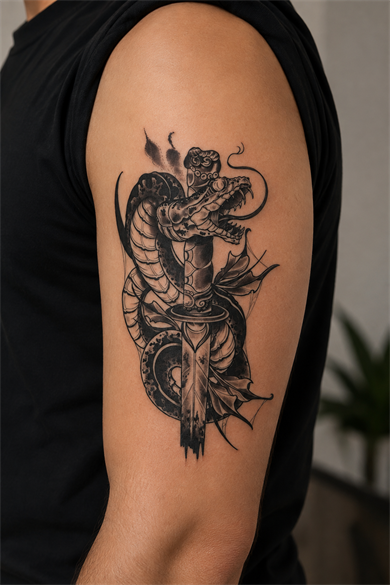 Kılıç Yılan Geçici Dövme Tattoo