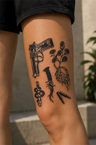 Çoklu Tabanca Sonradan Kararan Yarı Kalıcı Geçici Dövme Tattoo
