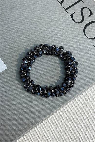 Siyah Renk Taşlı Lastik Toka