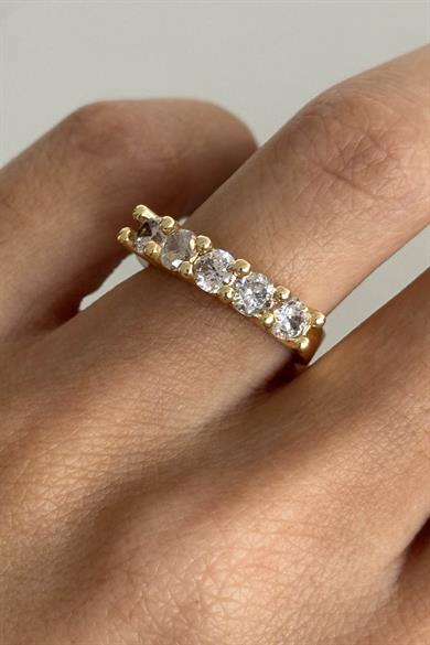 24lü Altın Renk Beştaş Yüzük Set 