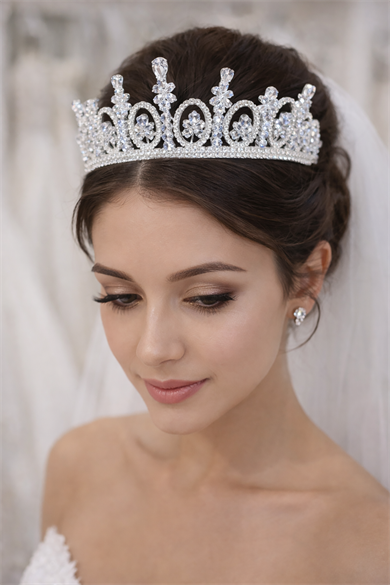 Zirkon Taşlı Gelin/Kına/Nişan/Söz Tasarım Taç