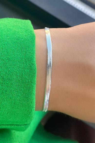 Gümüş Renk İtalyan Zinciri Çelik Bileklik