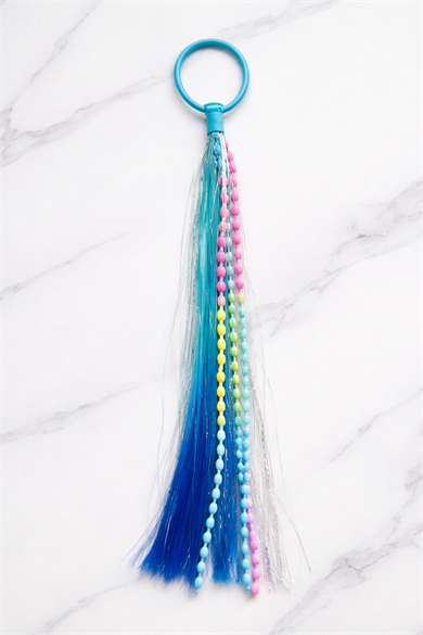 Mavi Ve Lacivert Renk Saç Detaylı Lastik Toka