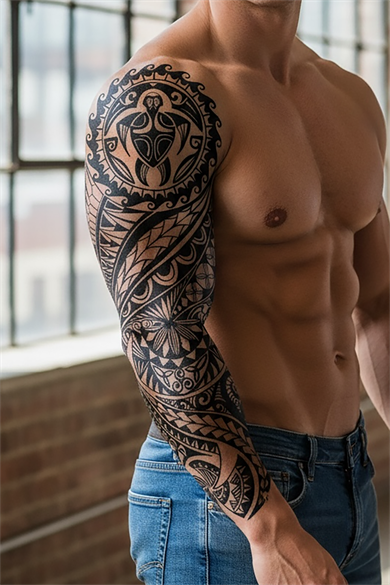 Tribal Figürlü 12 Saat Sonra Kararan Geçici Kol Dövme Tattoo