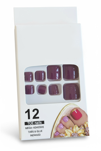 12li Mor Renk Takma Tırnak Set (Yapıştırıcılı)