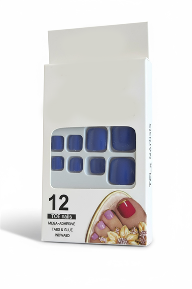 12li Lacivert Renk Takma Tırnak Set (Yapıştırıcılı)