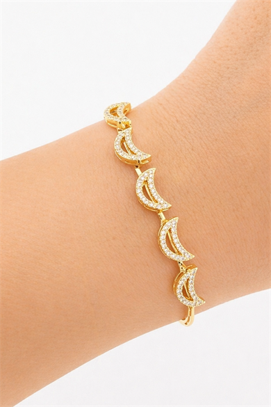 Altın Renk Ay Figürlü Kelepçe Bileklik