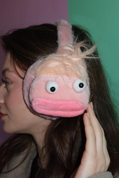 Pembe Renk Canavar Figürlü Peluş Kulaklık