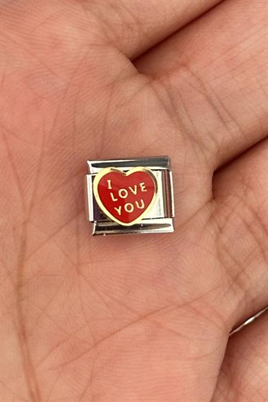 Gümüş Renk I Love You Yazılı Çelik Nomination Charm (Tek)
