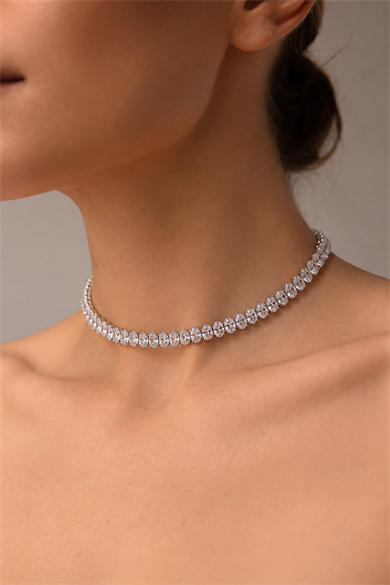 Gümüş Renk Choker Kolye