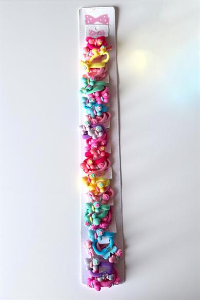 10lu Karışık Renk Kelebek Figürlü Lastik Toka Set