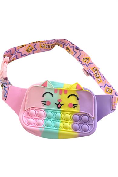 Karışık Renk Kedi Figürlü Çocuk Pop-İt Çanta