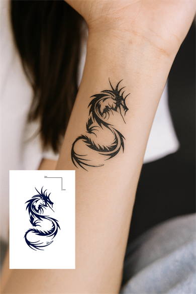 Ejderha Figürlü 12 Saat Sonra Kararan Geçici Dövme Tattoo