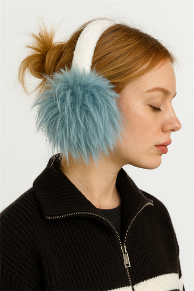 Mavi Ve Beyaz Renk Peluş Kulaklık