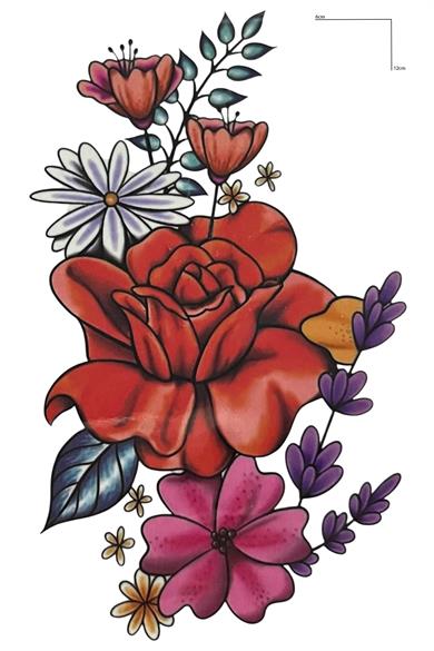 Geçici Çiçek Figürlü Mini Dövme Tattoo