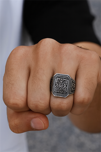 Gümüş Renk Ayarlanabilir Çelik Erkek Yüzük