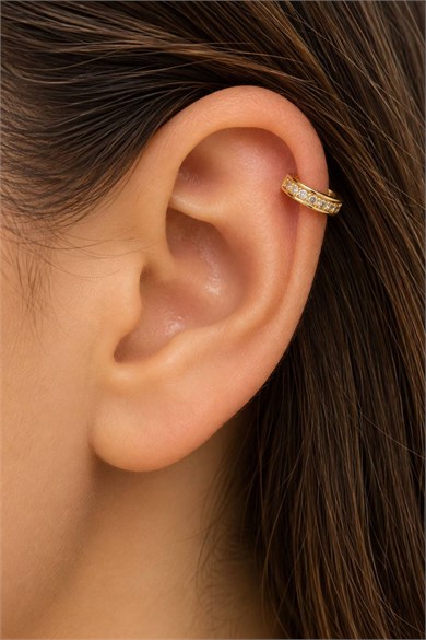Altın Renk Taşlı Cerrahi Çelik Halka Tragus/Kıkırdak Küpe/Piercing (Tek)
