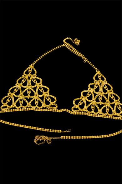 Altın Renk Taşlı Bikini Üstü /Bralet /Vücut Aksesuarı