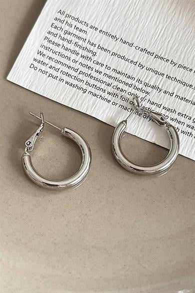 Gümüş Renk Halka Küpe (Çift)