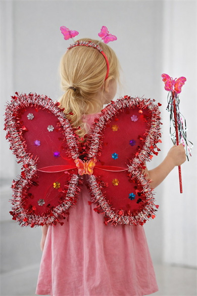 Kırmızı Renk Kanat /Asa /Taç Set