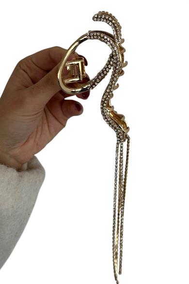 Altın Renk Taş Detaylı Metal Mandal Toka