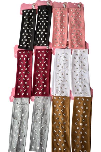 12li Karışık Renk Metal Detaylı Saç Bandı