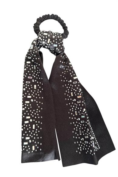 Siyah Renk Kurdele Figürlü Taşlı Simit Toka