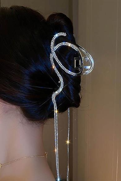 Gümüş Renk Taş Detaylı Metal Mandal Toka