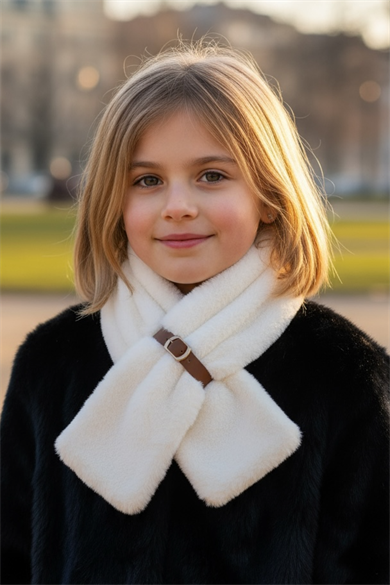 Beyaz Renk Çocuk Peluş Atkı