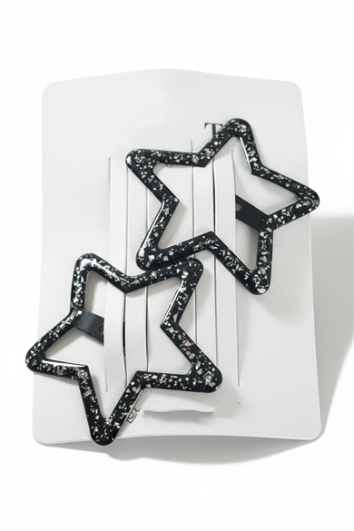 2li Siyah Renk Yıldız Figürlü Yan Toka