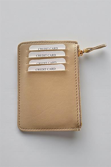 Bej Renk Deri Kadın Cüzdan/ Kartlık