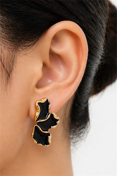 Altın Ve Siyah Renk Küpe (Çift)