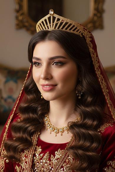 Zirkon Taşlı Gelin/Kına/Nişan/Söz Tasarım Taç