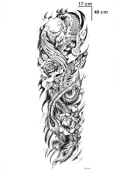 Çiçek Ve Kartal Dövme Geçici Tattoo