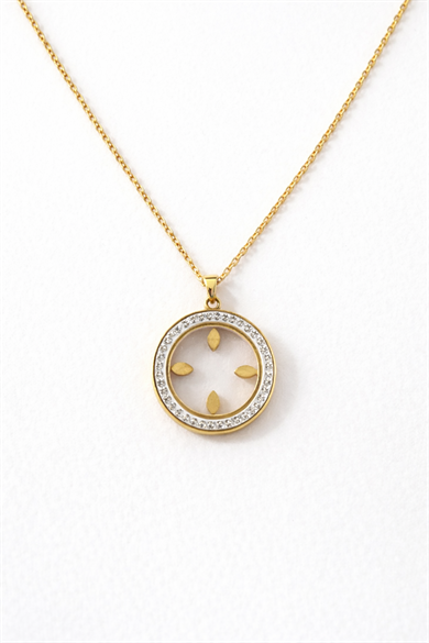 Altın Renk Çeyrek Koyulabilen Çelik Kolye