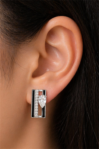 Gümüş Renk Taş Detaylı Xuping Küpe (Çift)